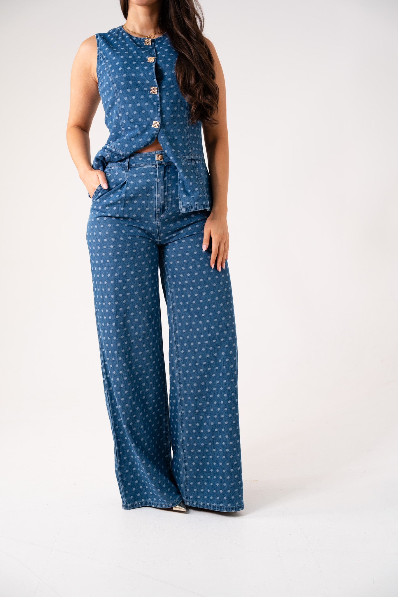 Love Laura Polka Dot Jeans In Dark Wash