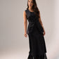 Love Laura Lace Trim Satin Skirt In Black