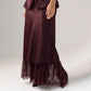 Love Laura Lace Trim Satin Skirt In Burgundy