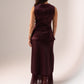 Love Laura Lace Trim Satin Skirt In Burgundy