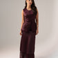Love Laura Lace Trim Satin Skirt In Burgundy