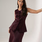 Love Laura Lace Trim Satin Waistcoat In Burgundy