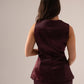 Love Laura Lace Trim Satin Waistcoat In Burgundy