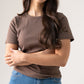 Love Laura Short Sleeve Ribbed T-Shirt In Chocolate