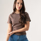 Love Laura Short Sleeve Ribbed T-Shirt In Chocolate