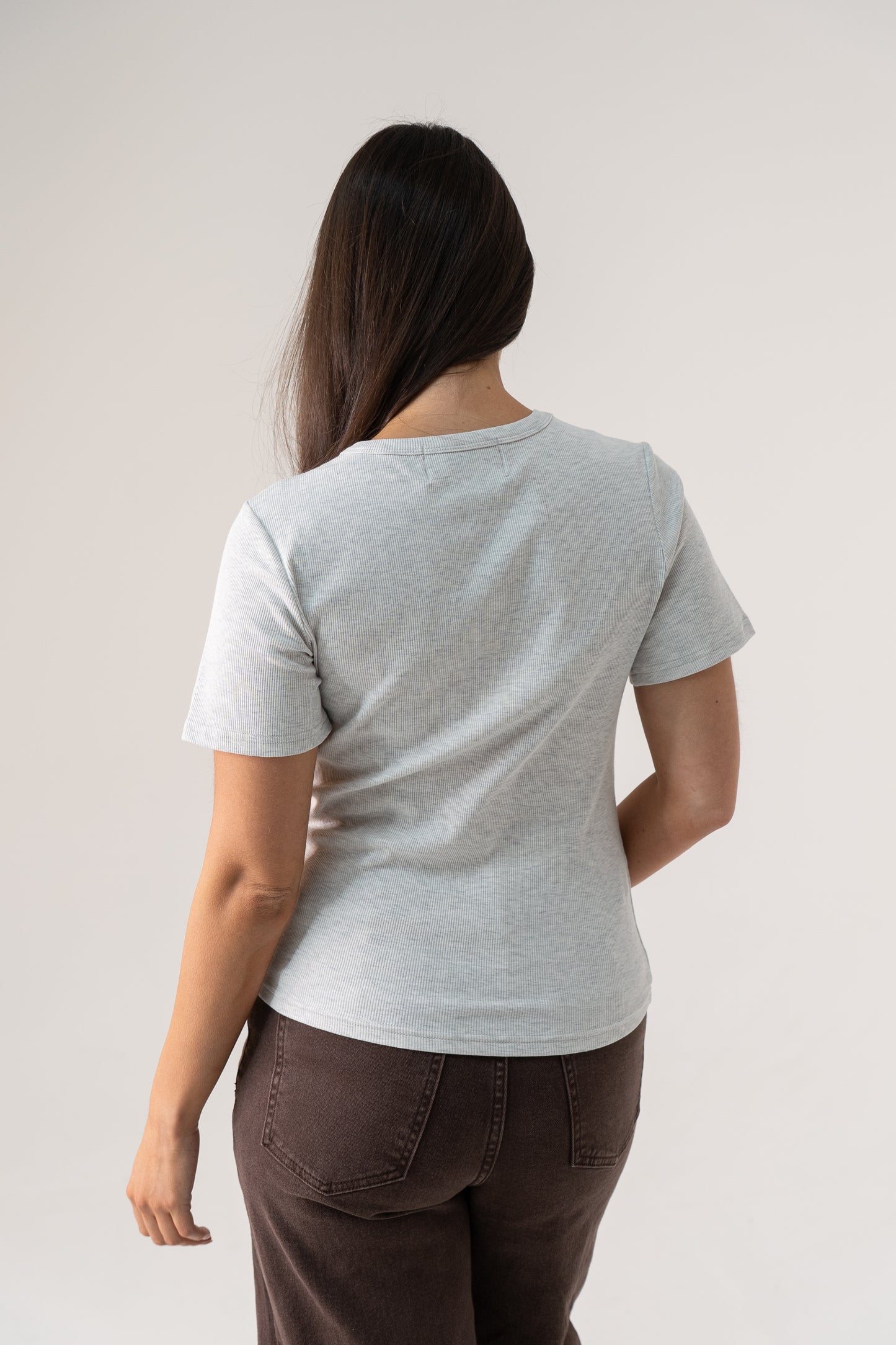 Love Laura Short Sleeve Ribbed T-Shirt In Grey