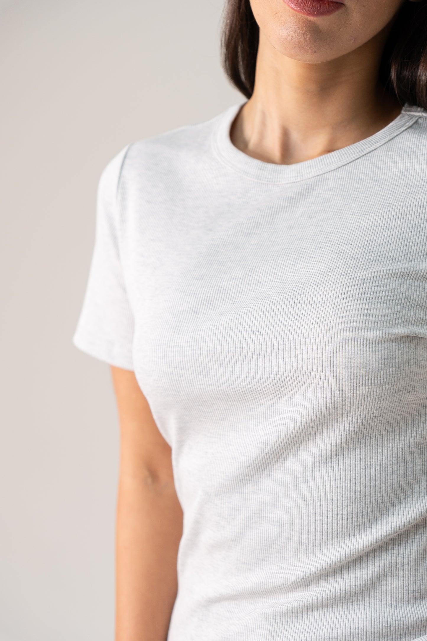 Love Laura Short Sleeve Ribbed T-Shirt In Grey