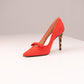 Love Laura Statement Bow Heel In Red Suede