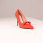 Love Laura Statement Bow Heel In Red Suede