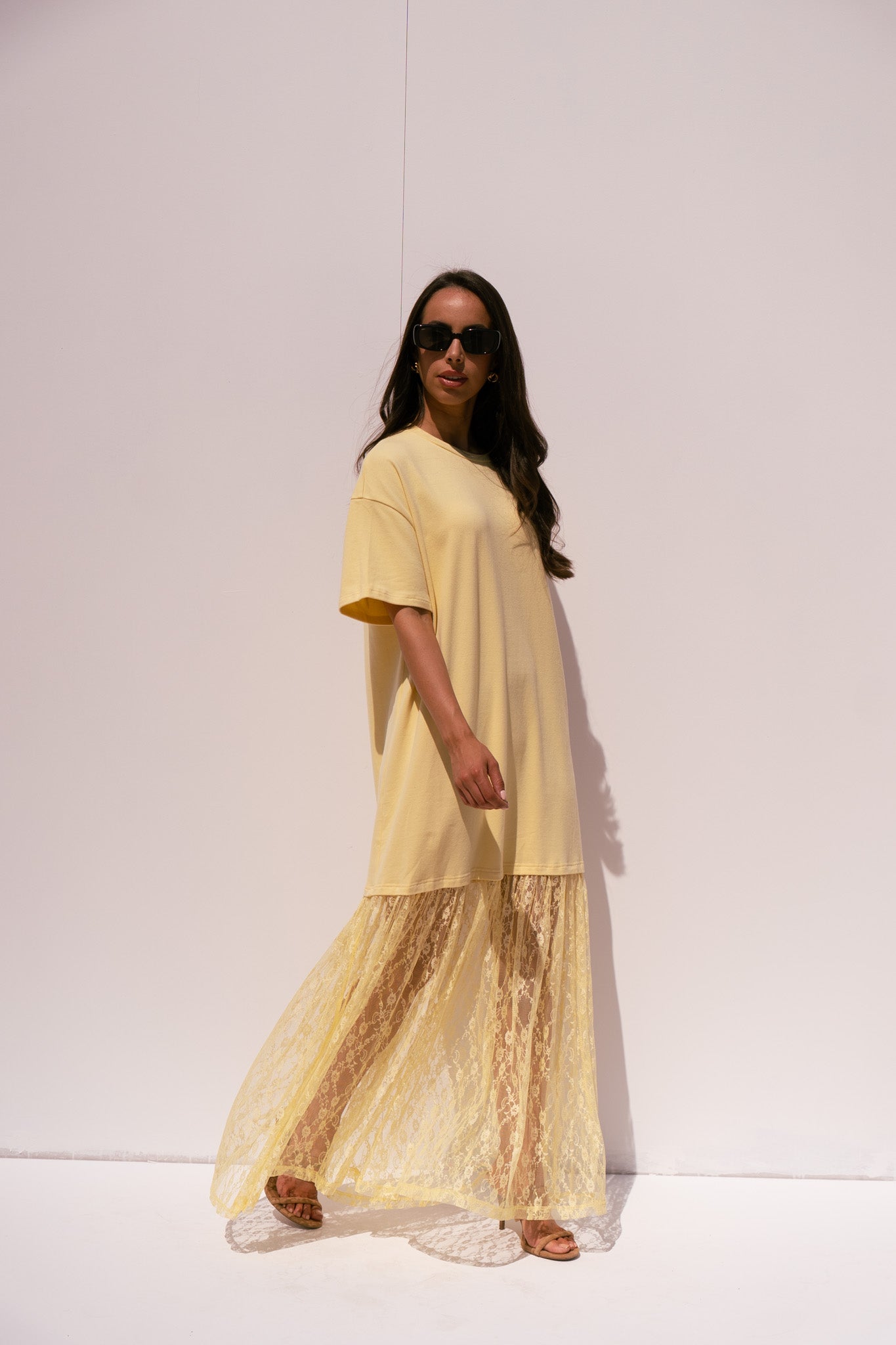 Love Laura Contrast T-Shirt Dress In Lemon