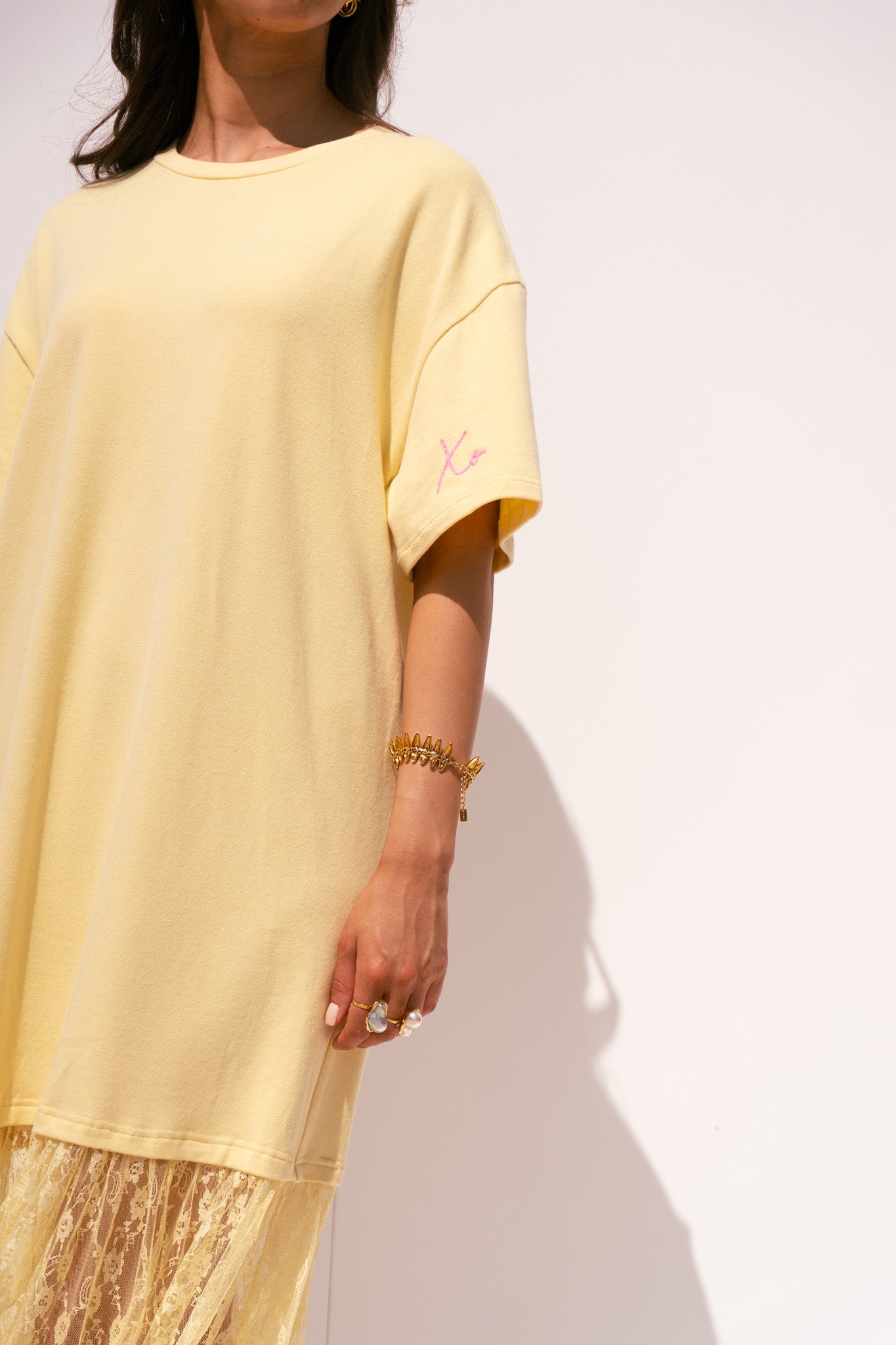 Love Laura Contrast T-Shirt Dress In Lemon