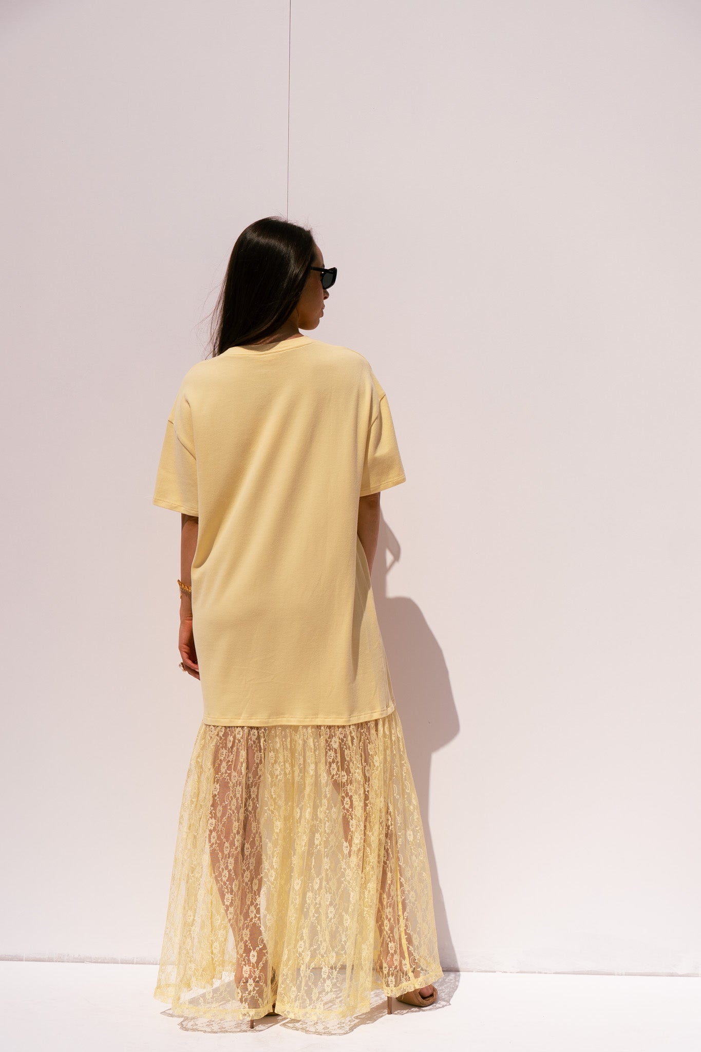 Love Laura Contrast T-Shirt Dress In Lemon