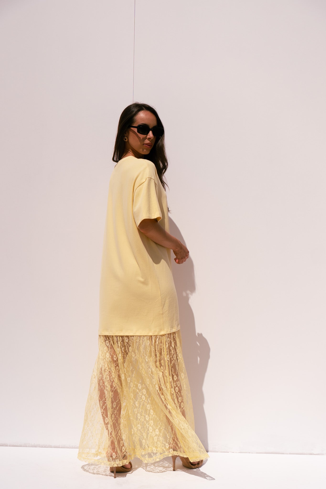 Love Laura Contrast T-Shirt Dress In Lemon