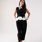 Maddie Contrast Peplum Top In Black