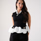 Maddie Contrast Peplum Top In Black