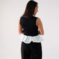 Maddie Contrast Peplum Top In Black