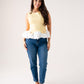 Maddie Contrast Peplum Top In Yellow