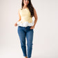 Maddie Contrast Peplum Top In Yellow