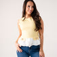 Maddie Contrast Peplum Top In Yellow