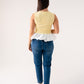 Maddie Contrast Peplum Top In Yellow