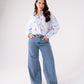 Maddie Multi Embroidered Pinstripe Shirt In Blue