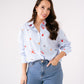 Maddie Multi Embroidered Pinstripe Shirt In Blue