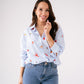 Maddie Multi Embroidered Pinstripe Shirt In Blue