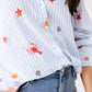 Maddie Multi Embroidered Pinstripe Shirt In Blue
