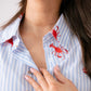 Maddie Multi Embroidered Pinstripe Shirt In Blue