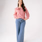 Maddie Tie Neck Gingham Blouse In Red