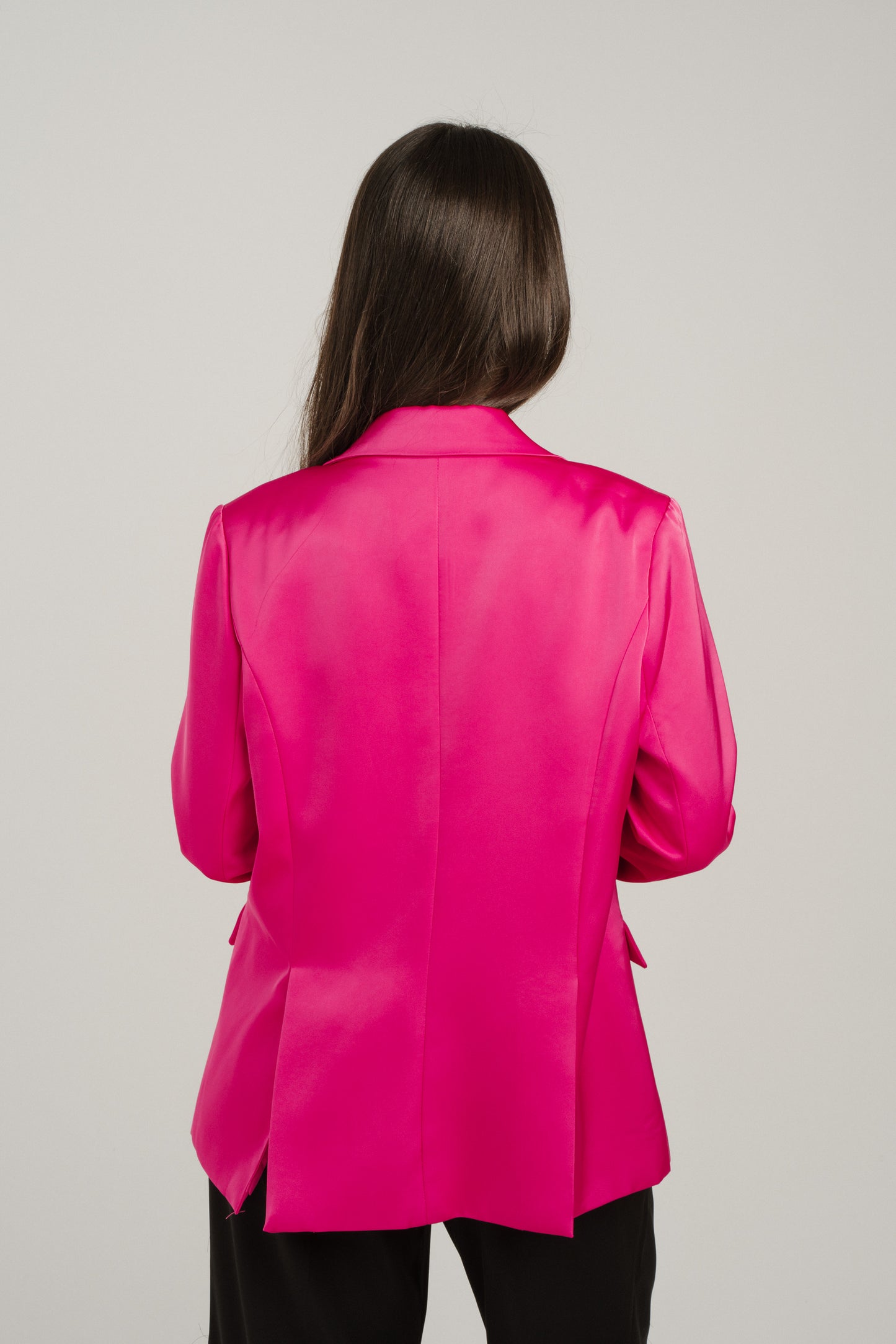 Maria Satin Blazer In Fuchsia