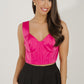 Maria Satin Crop Top In Fuchsia