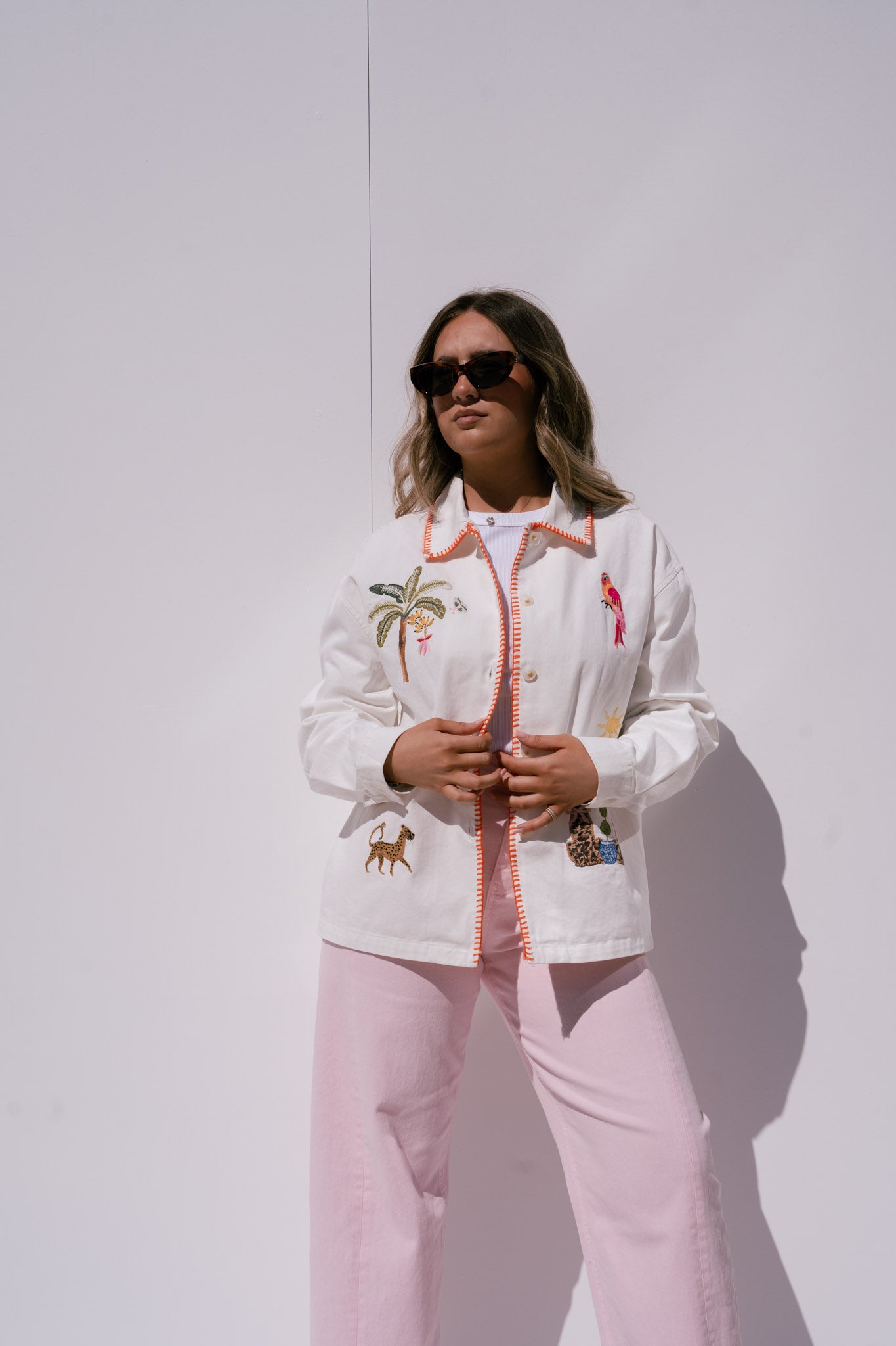 Megan Animal Print Shirt In White
