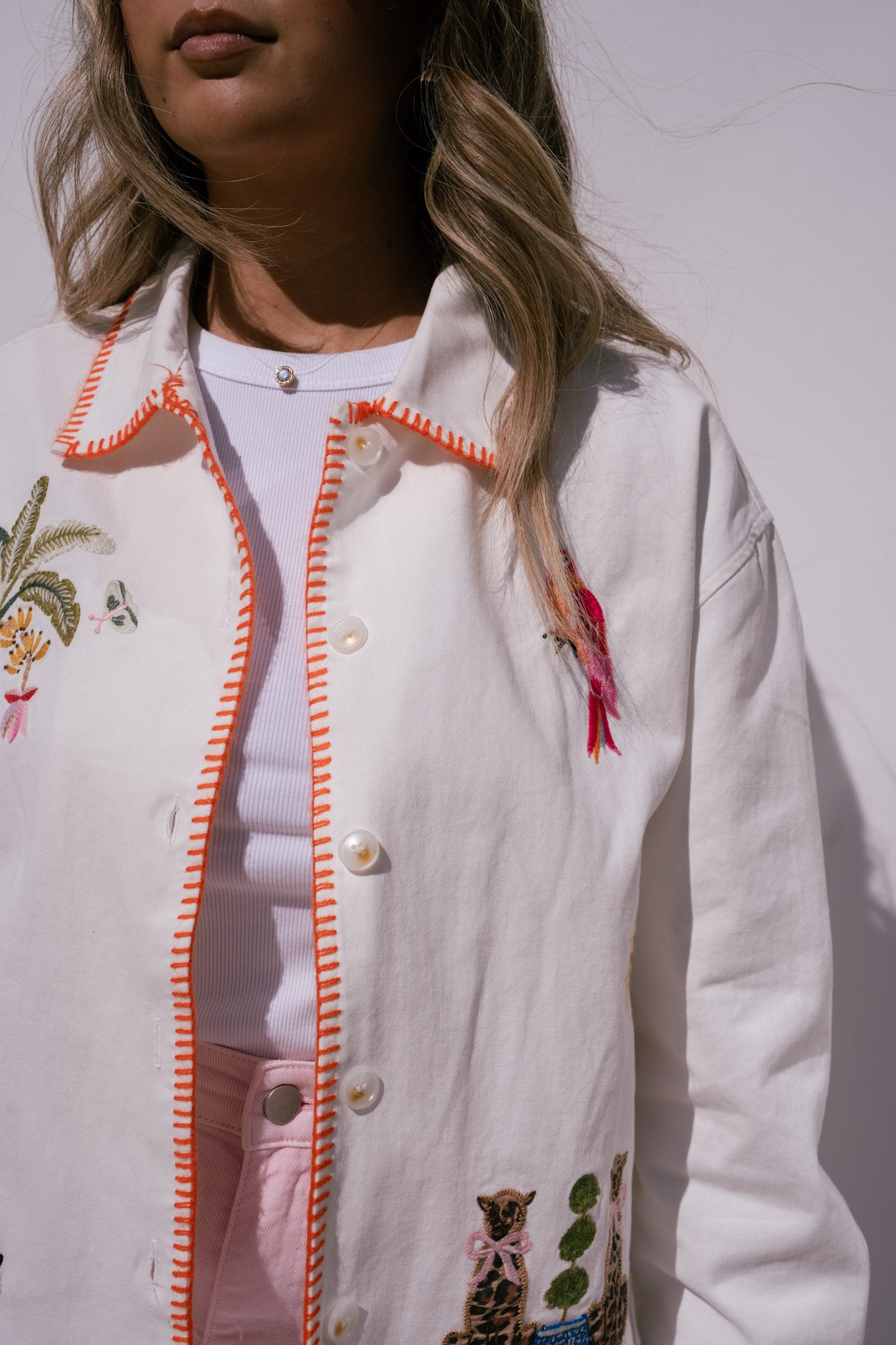 Megan Animal Print Shirt In White