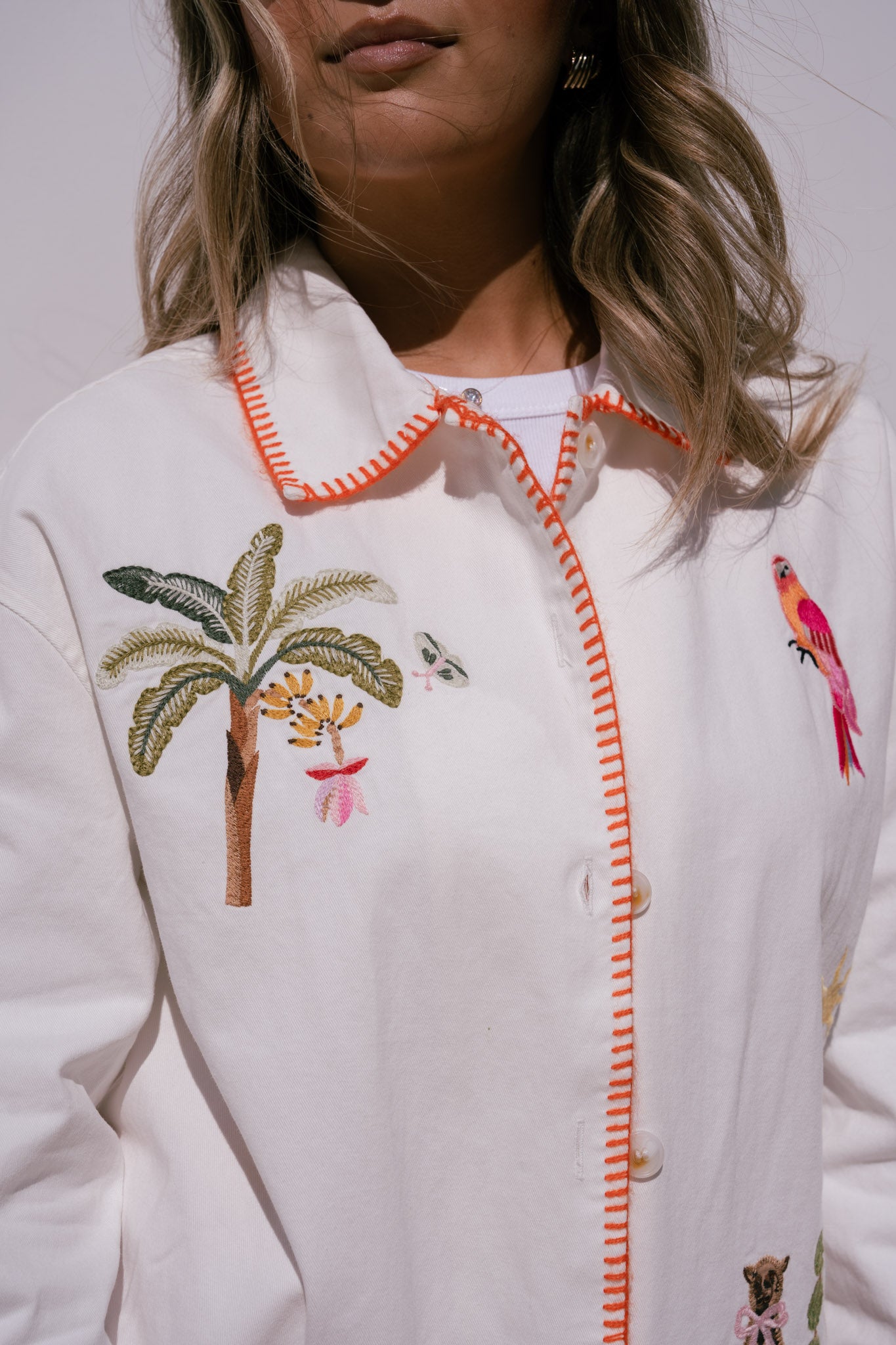 Megan Animal Print Shirt In White