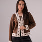 Megan Crochet Trim Cardigan In Chocolate