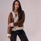 Megan Crochet Trim Cardigan In Chocolate