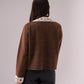 Megan Crochet Trim Cardigan In Chocolate