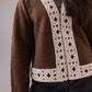 Megan Crochet Trim Cardigan In Chocolate