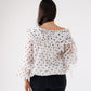 Megan Polka Dot Bardot Blouse In Cream