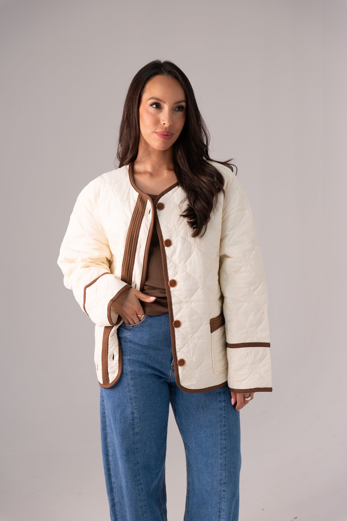 Megan Quilted Jacket In Cream