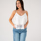 Megan Spotted Lace Trim Cami In White