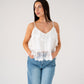 Megan Spotted Lace Trim Cami In White