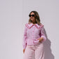 Megan Layered Collar Pinstripe Shirt In Pink