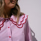 Megan Layered Collar Pinstripe Shirt In Pink