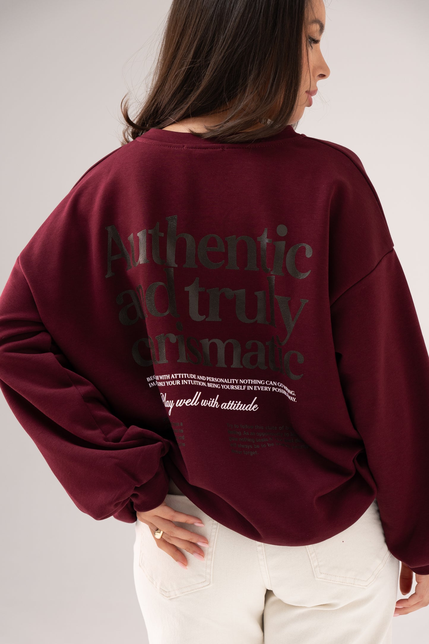 Melanie New York Graphic Sweatshirt In Bordeaux