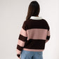 Millie Broad Stripe Rugby Top In Coffee & Pink