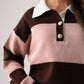 Millie Broad Stripe Rugby Top In Coffee & Pink