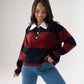 Millie Broad Stripe Rugby Top In Navy & Red