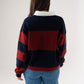 Millie Broad Stripe Rugby Top In Navy & Red